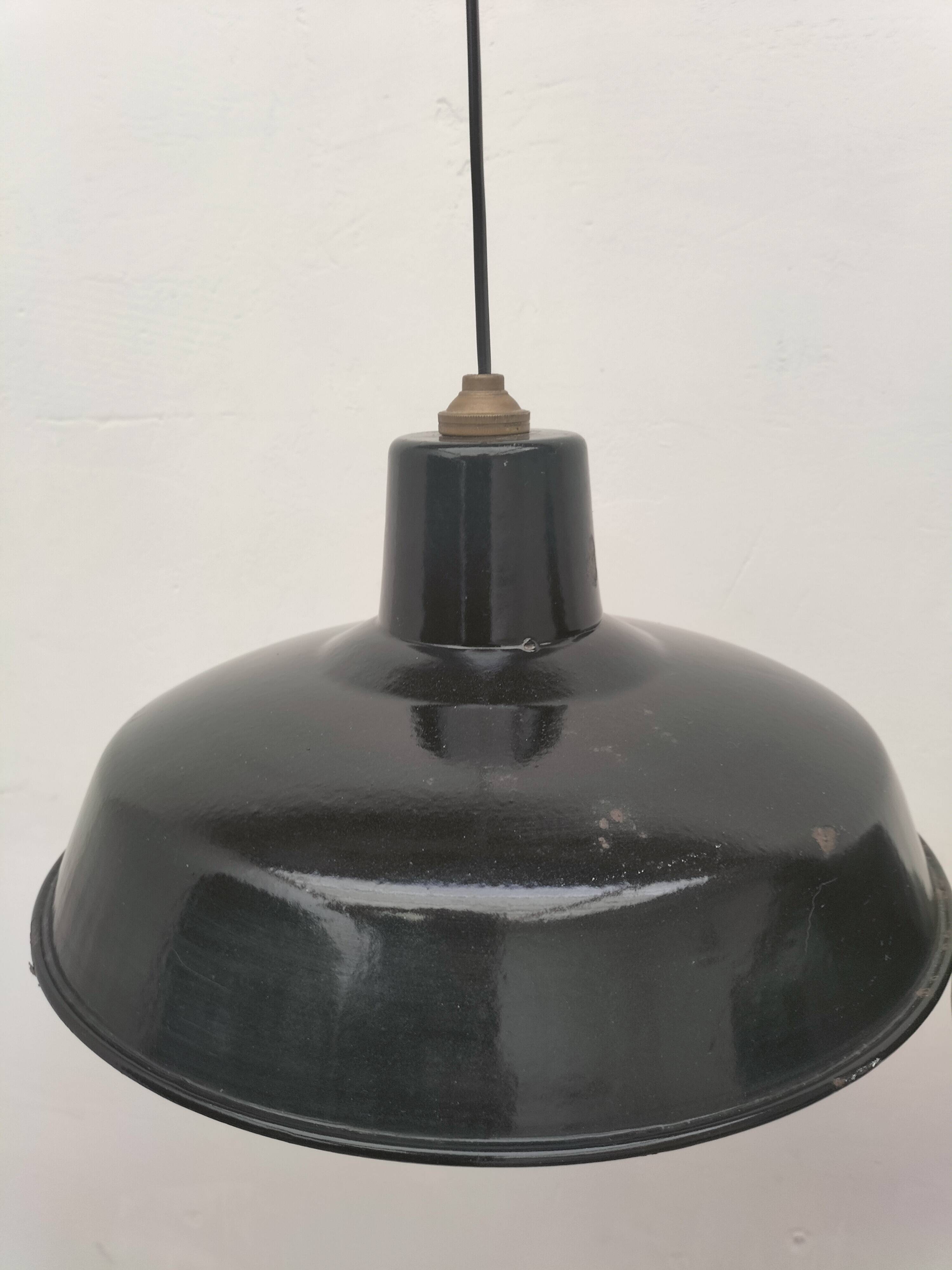 Enameled sheet metal pendant lights