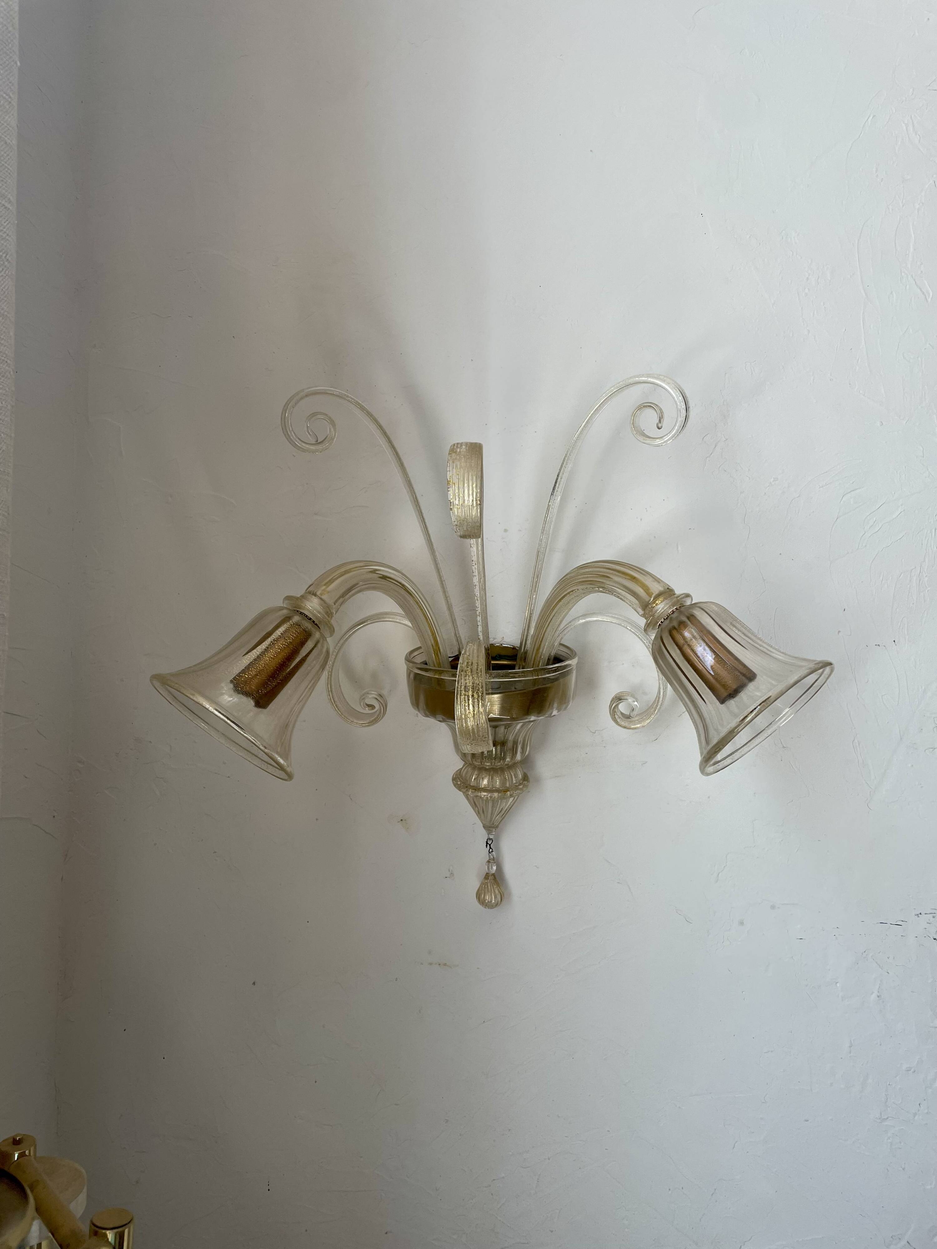 Vintage Murano glass wall lamp