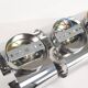 Set (3) of 1980s chrome metal space age wall lamps