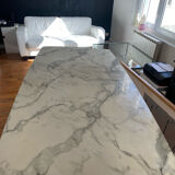 Marble effect table and chrome legs