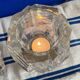 Set of 2 Swedish brutalist frosted glass candle holders.