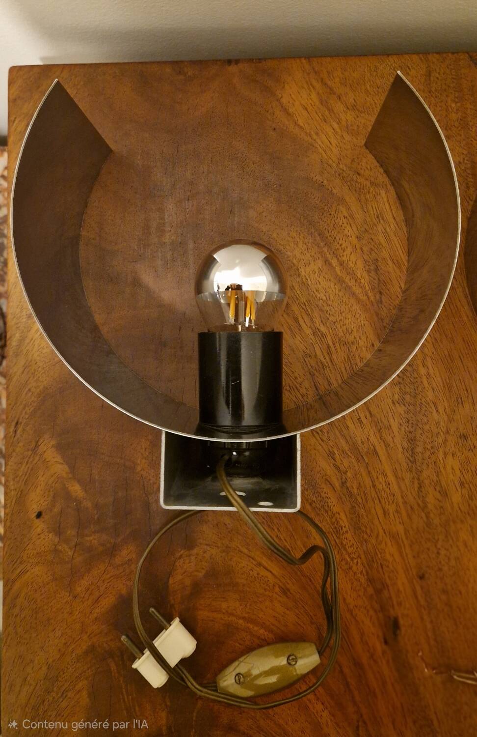 Pair of sculptural lamps in brushed metal – Design by Philippe Rogier