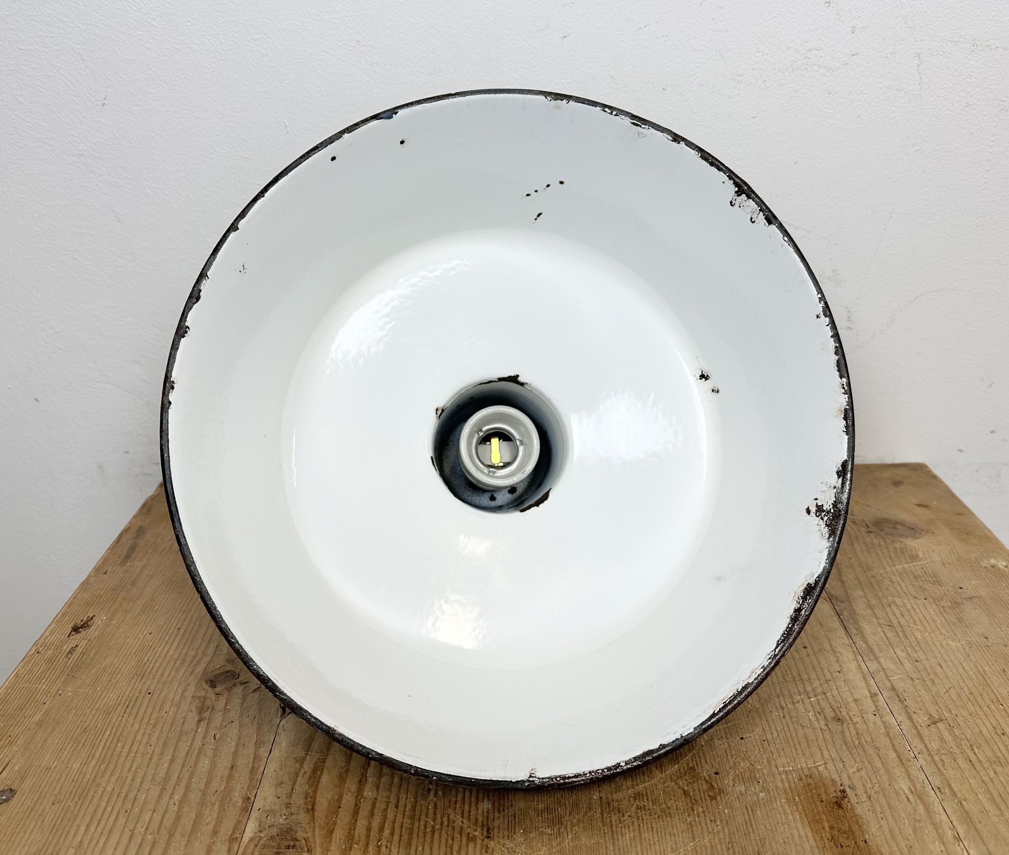 Industrial Blue Enamel Factory Lamp with Cast Iron Top, 1960s