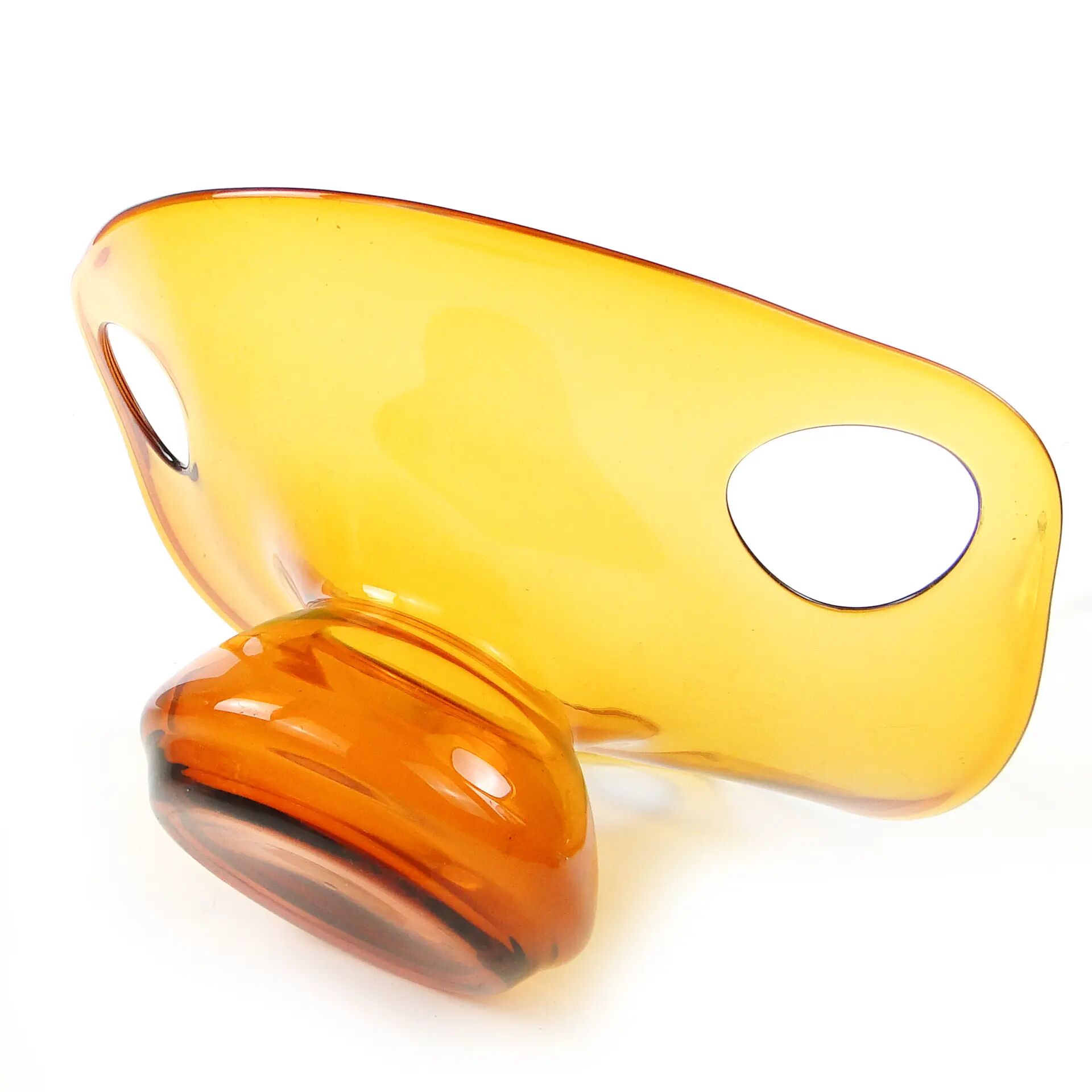 Bol à fruits, moderne du milieu du siècle, en verre orange, conçu par M. Słaboń, Pologne, années 1970.