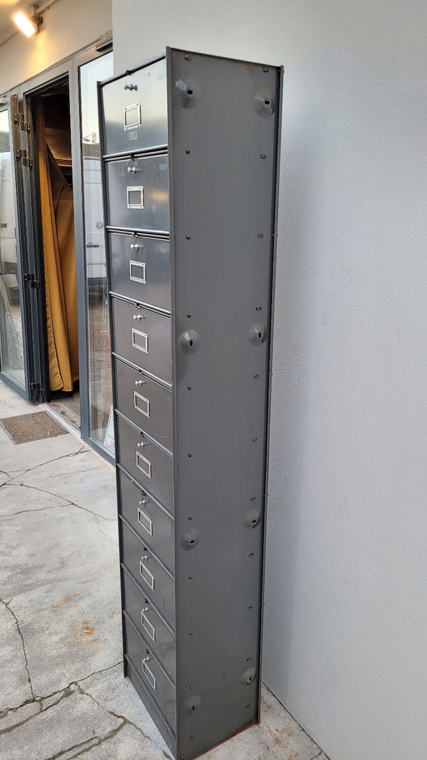 Metal locker cabinet Ronéo 1950 industrial