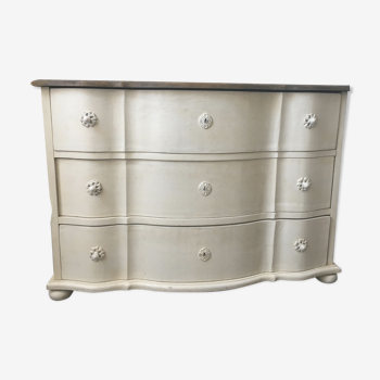 Commode ancienne patine blanc crème