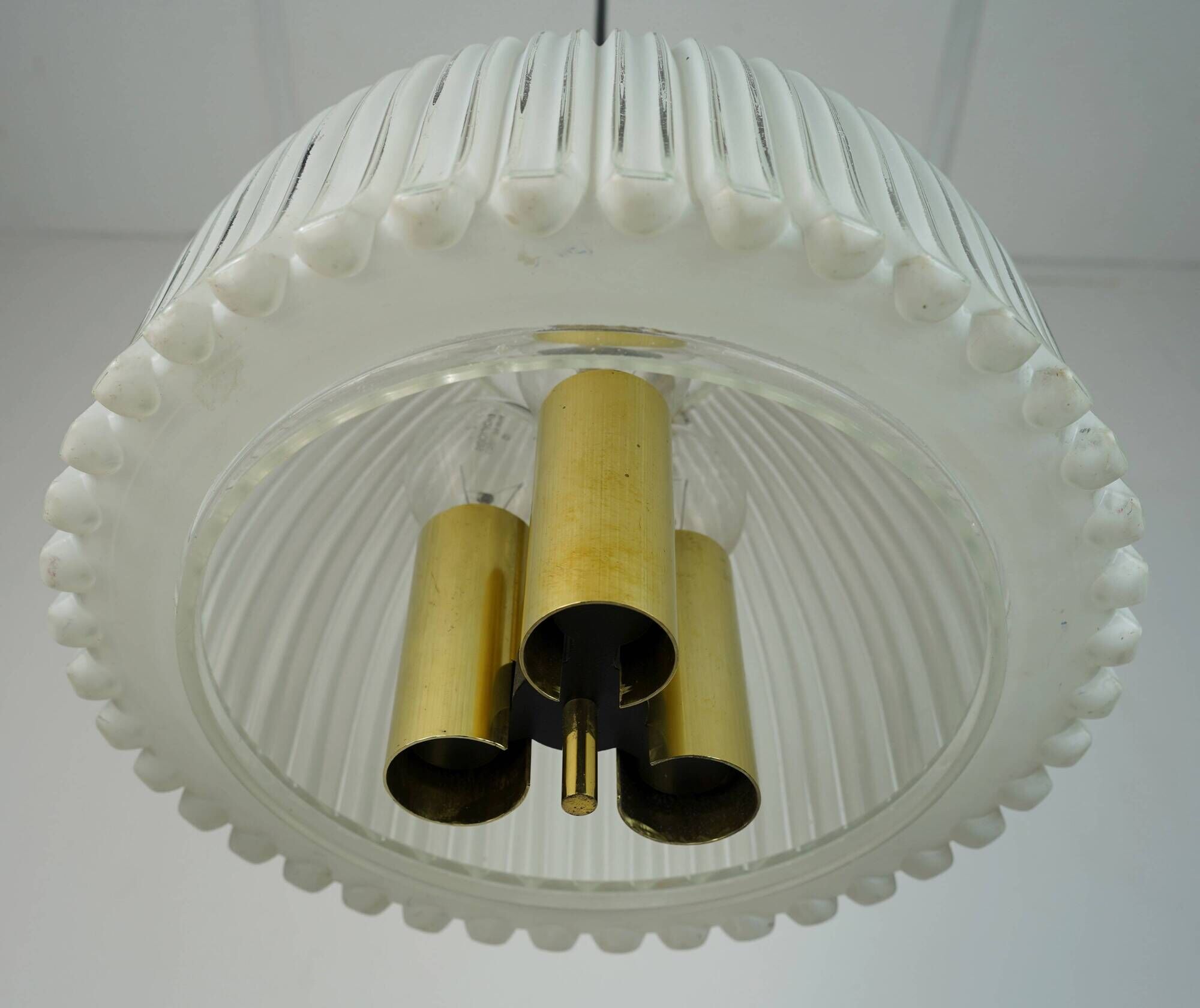 limburg mid century PENDANT LIGHT model P 239 a 4168 glass and brass 1960s