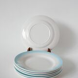 Set of 6 Tie & Dye Blue dessert plates, 1960