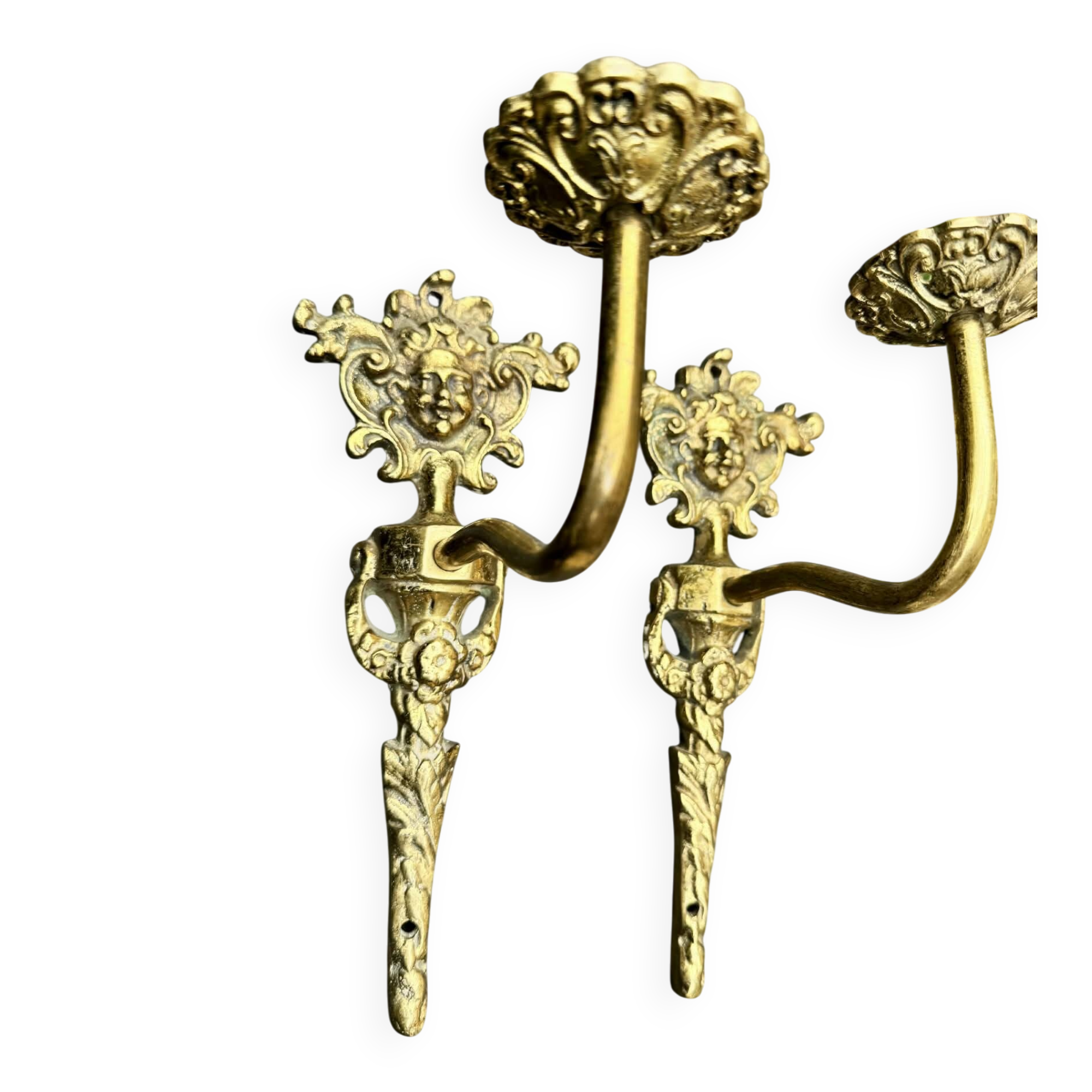2 wall sconces in solid brass "Medusa" 1950s