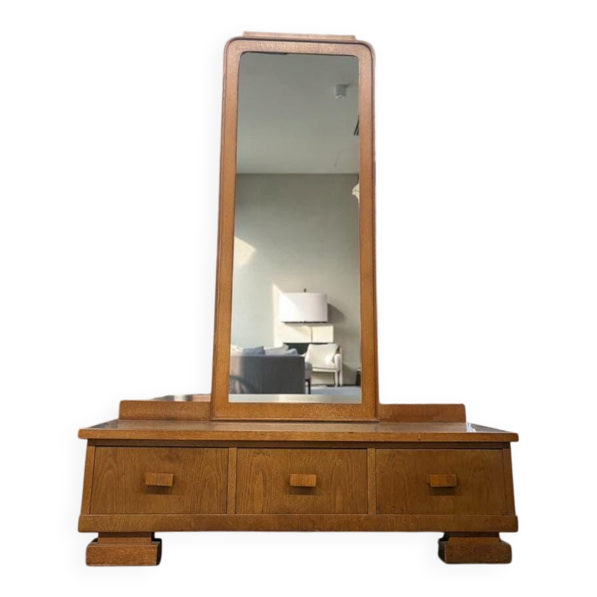 Meuble bas, d'entrée vintage en bois avec miroir