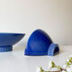 Pair wall lamps half moon faience blue