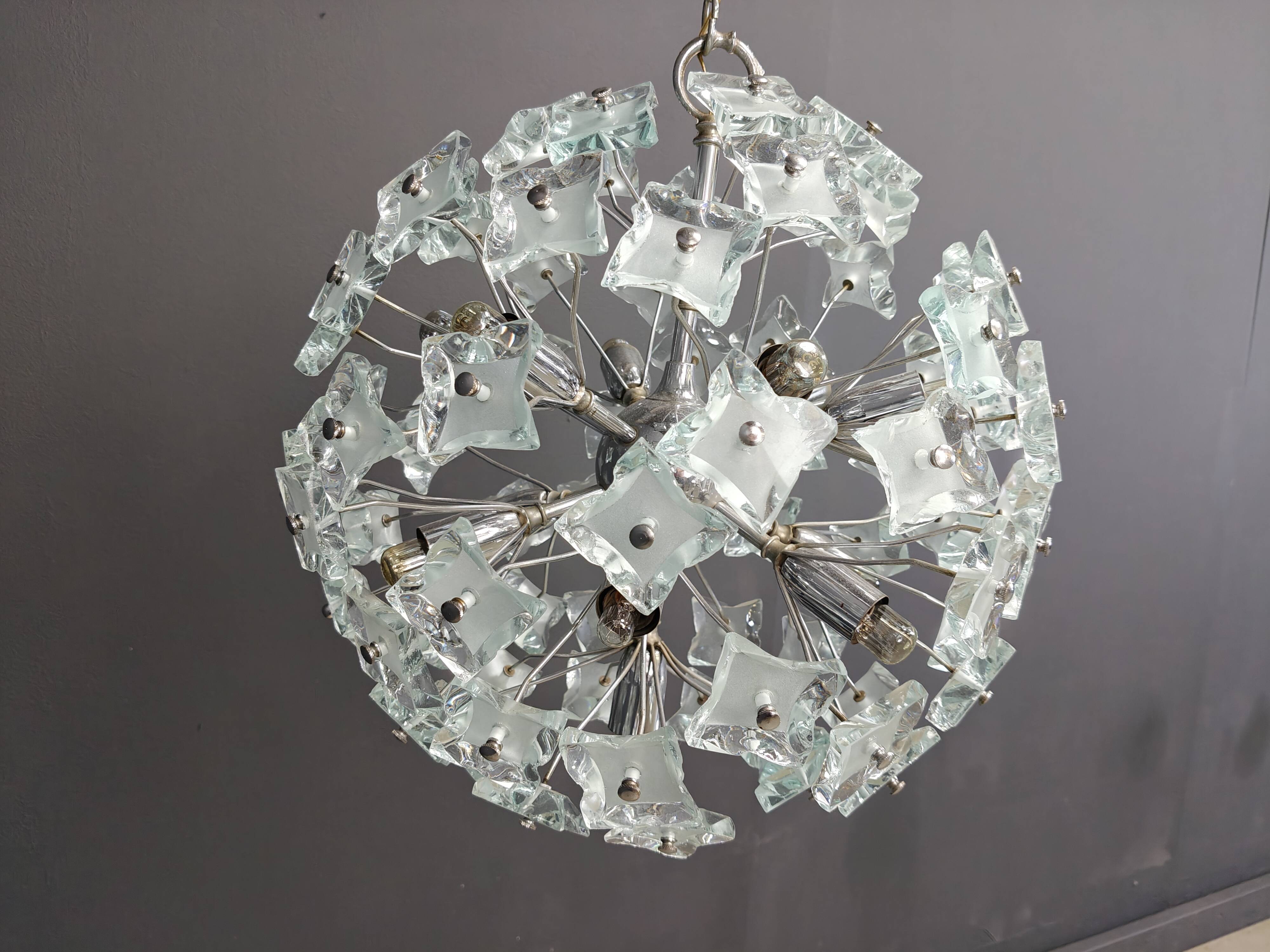 Mid century glass sputnik chandelier, 1970s
