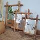 Set of vintage wood mirrors bamboo effect