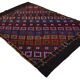 Large vintage Turkish kilim, graphic blue and pink, 282 x 203 cm.