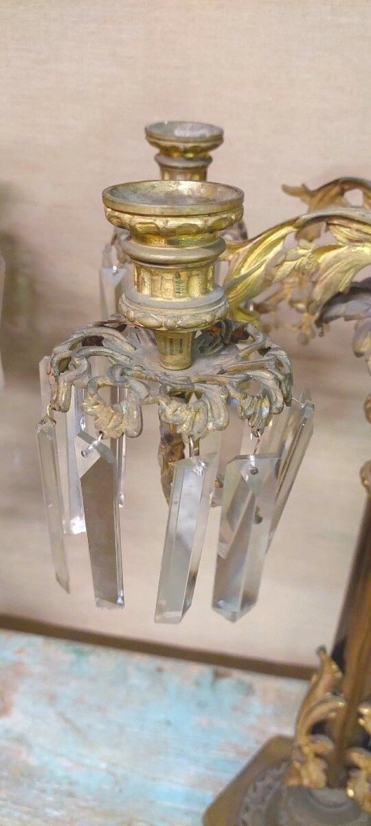 Pair of Important Large Candle Holders with Six Lights in Bronze h.73 cm