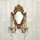 French Antique Gilt Bronze Double Light Crystal Mirrored Wall Sconce 4806