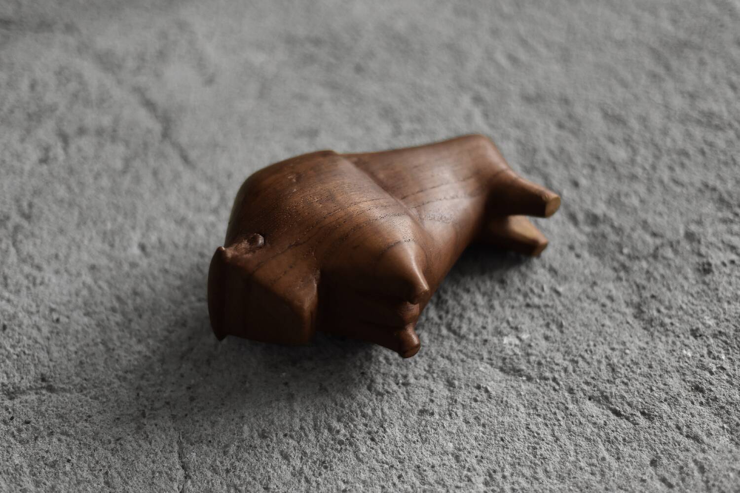 Dark teak bison figurine in mid-century modern Danish style, 1960.