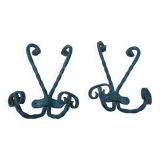 2 wall coat rack in wrought iron with 4 hooks