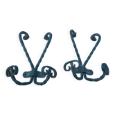2 wall coat rack in wrought iron with 4 hooks
