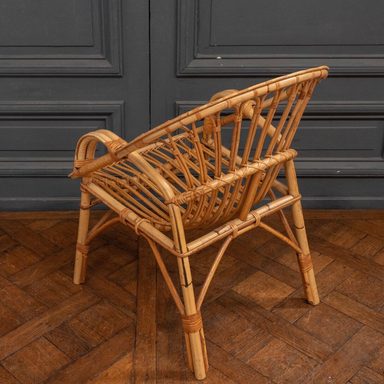 Suite of three rattan armchairs 1960 with original patina
