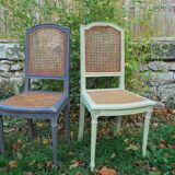 Duo of vintage chairs patinated