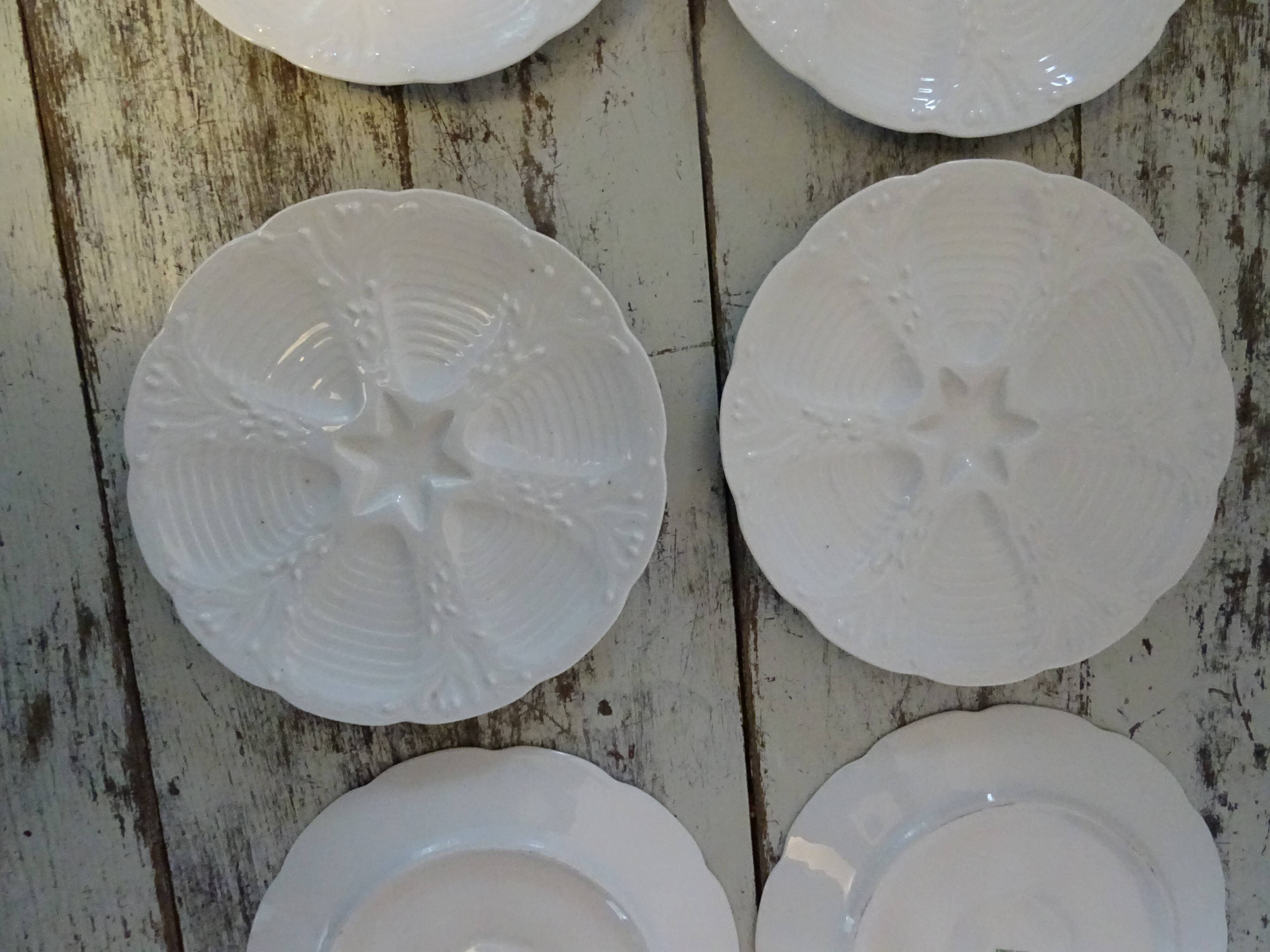 6 oyster plates 30123 porcelain white cnp france
