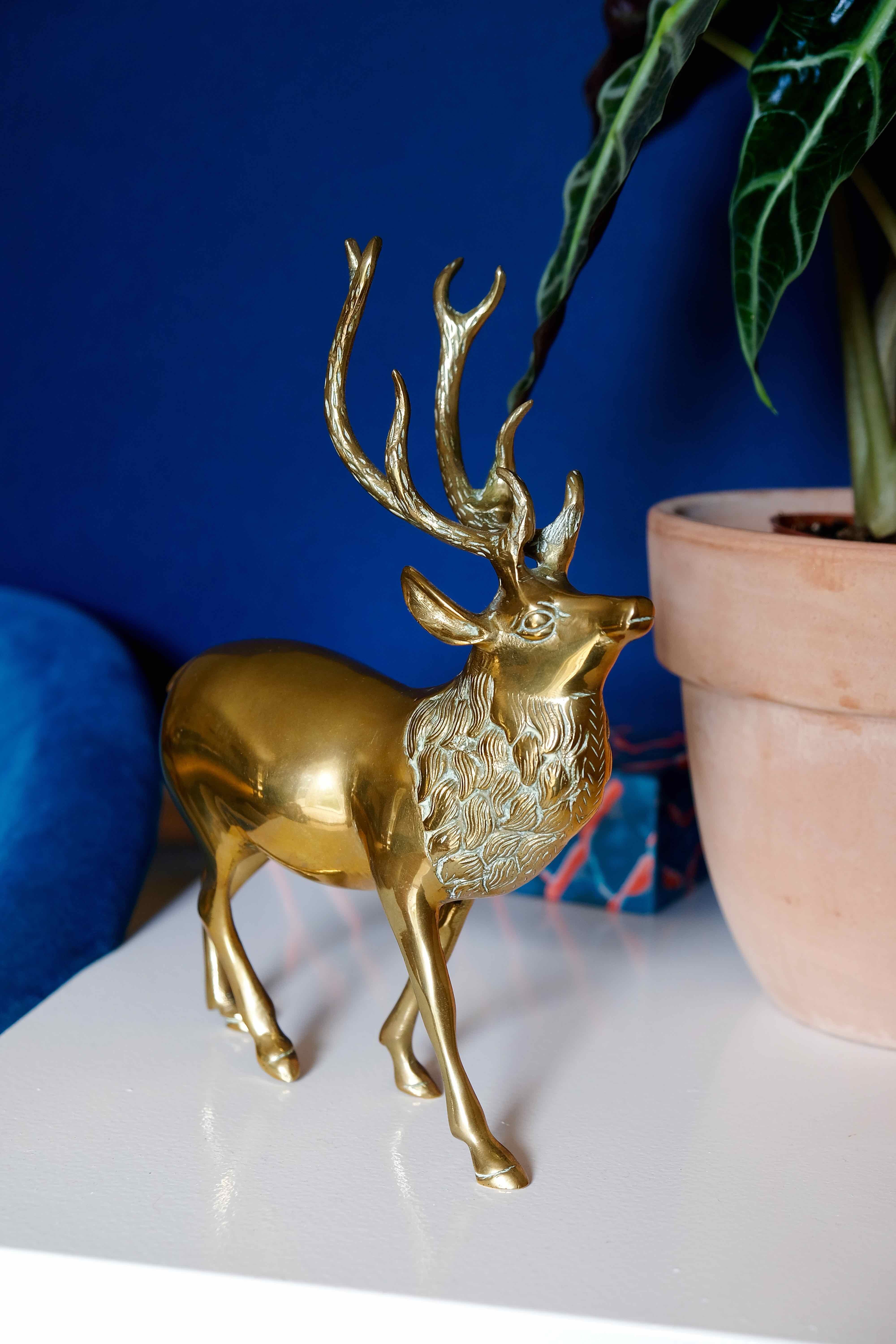 Vintage solid brass stag from the 1950s