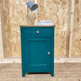 Bedside raw wood - peacock blue