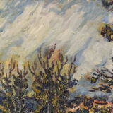 Oil painting of field with trees - signed 'marc'