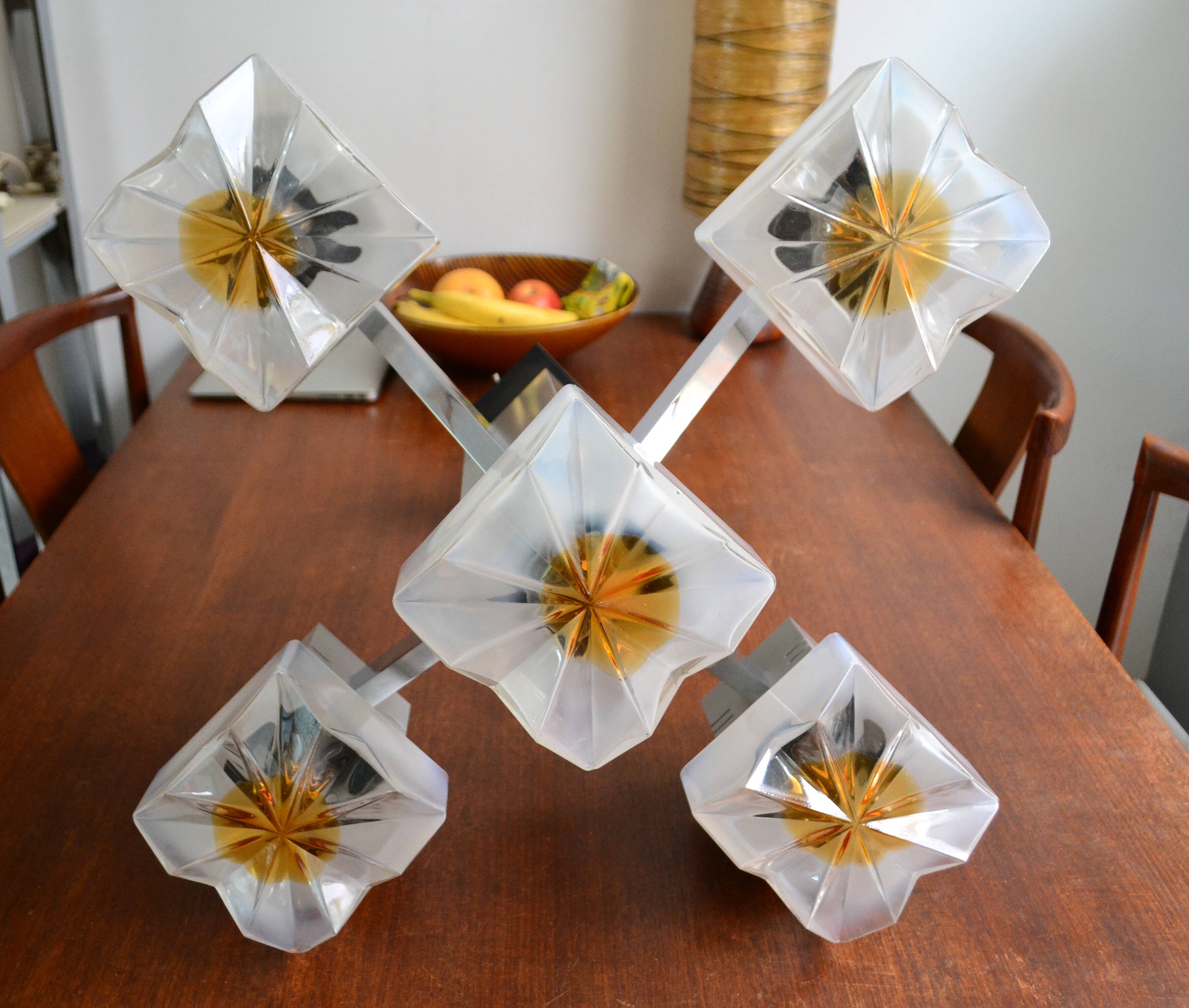 Lustre cubique Sciolari Chrome verre de Murano 60/70s