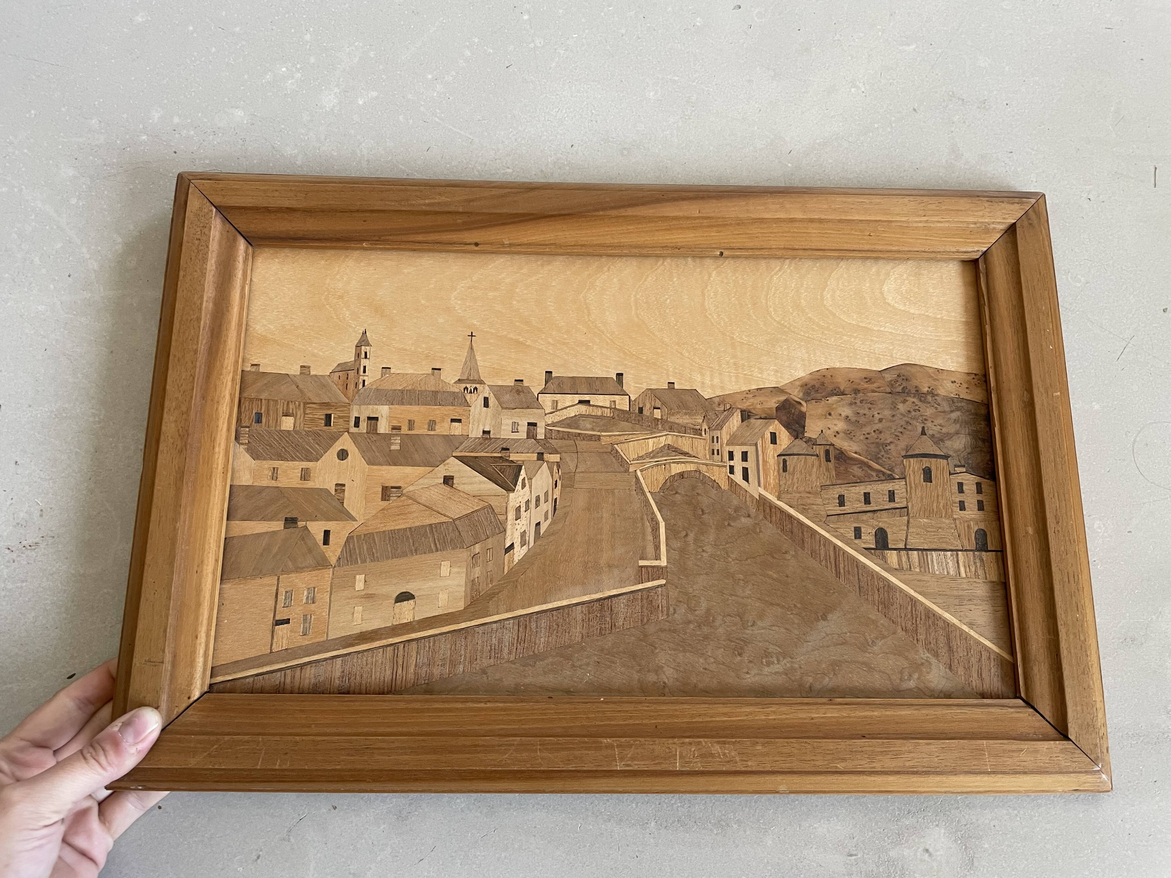 Wood marquetry table