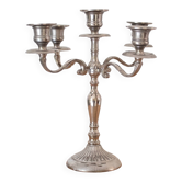 Vintage Silver Colored Metal 5 Arm Candelabra: Italian Style Candle Holder