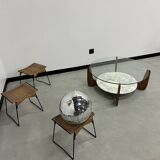 Hugues Poignant coffee table in marble and glass