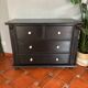 Commode vintage noire en pin peinte à la main