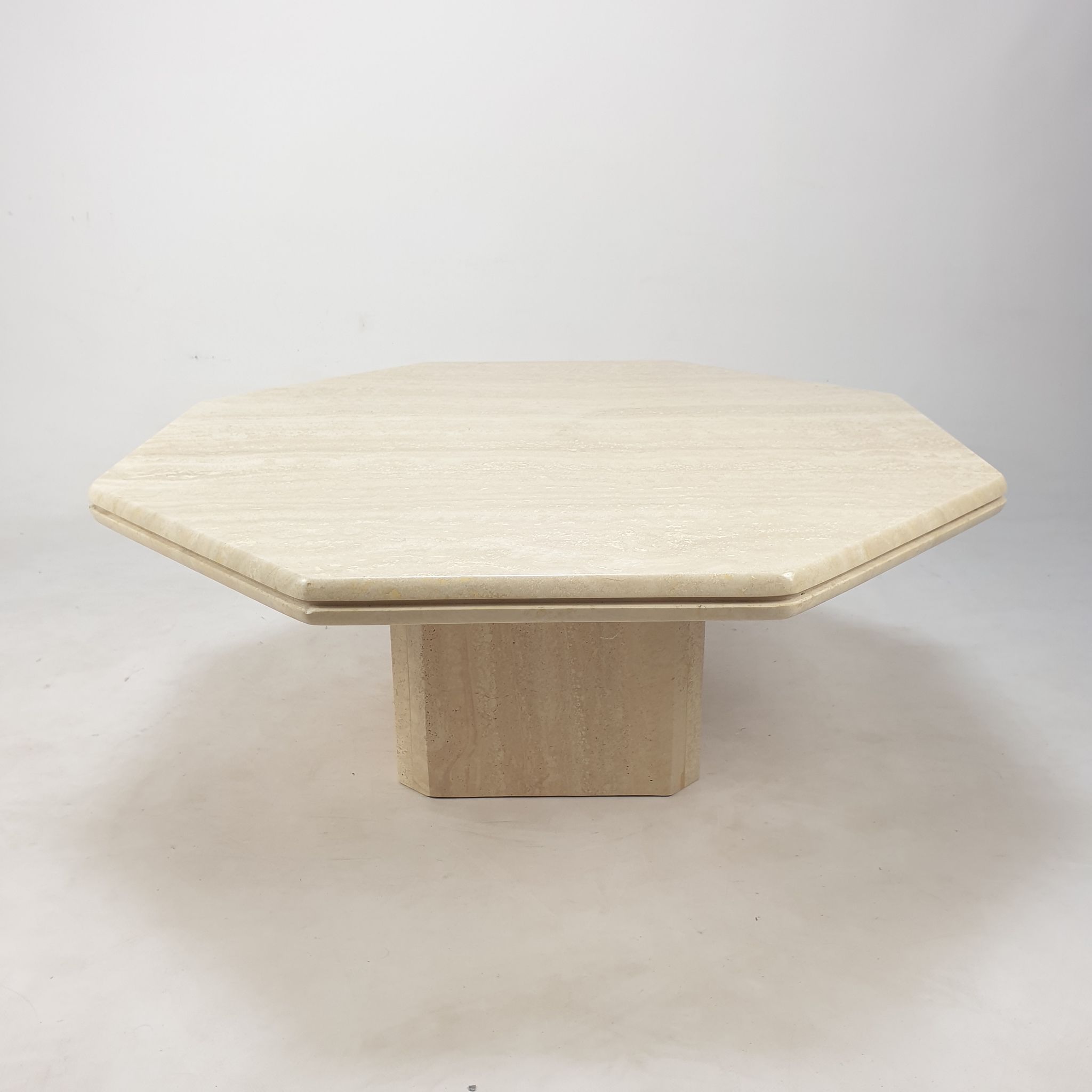 Italian travertine octagon coffee table, 1980