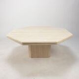 Italian travertine octagon coffee table, 1980