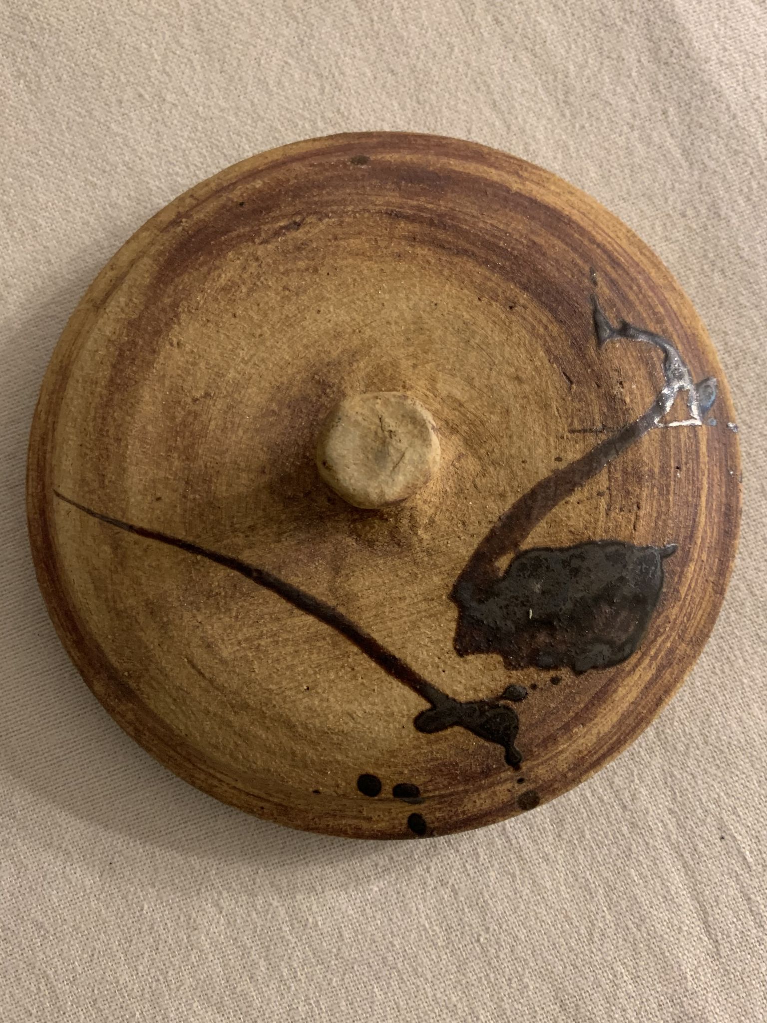 Pot ancien et son couvercle Poterie de la Colombe en grès 1975