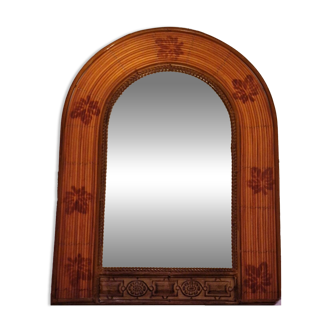 Miroir en rotin année 60/70
