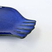 Vintage Plate Duck Foie Gras Blue Stoneware from Berry, France 25.5x15cm