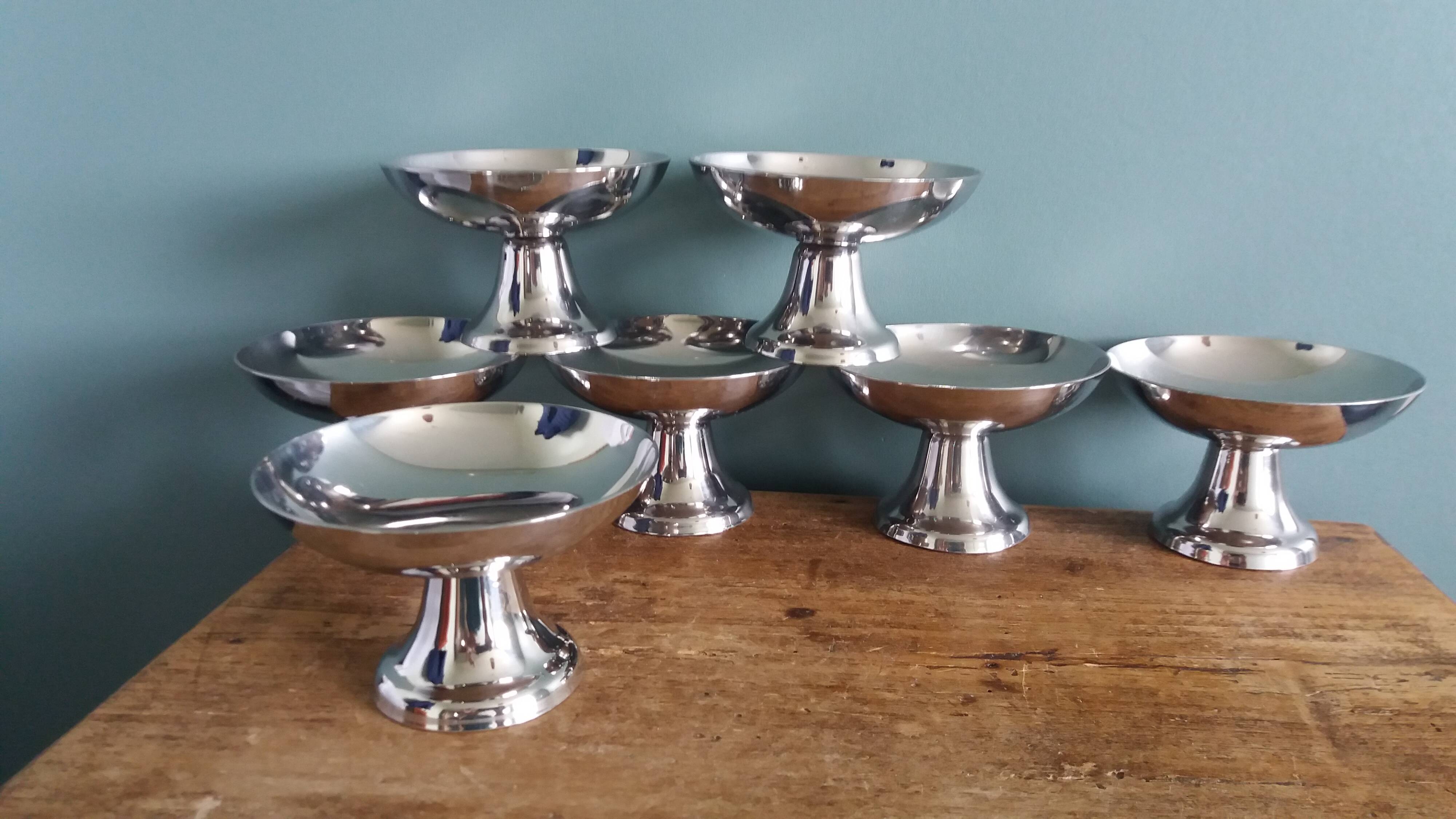 Guy Degrenne stainless steel ice cream bowls