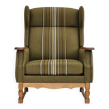 Fauteuil danoise, rembourrage original, laine de meuble verte, 1970