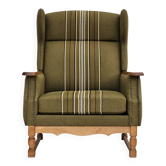 Fauteuil danoise, rembourrage original, laine de meuble verte, 1970