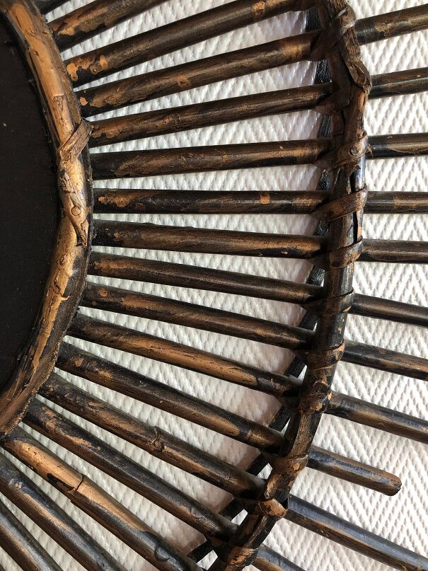 Rattan sun mirror - vintage 70