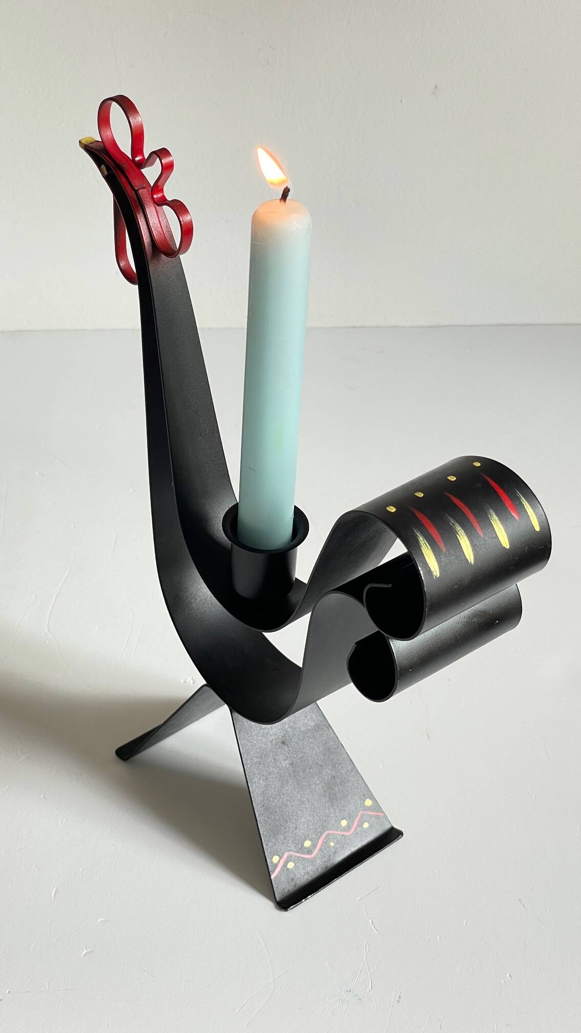 Metal candle holder rooster shape sweden vintage