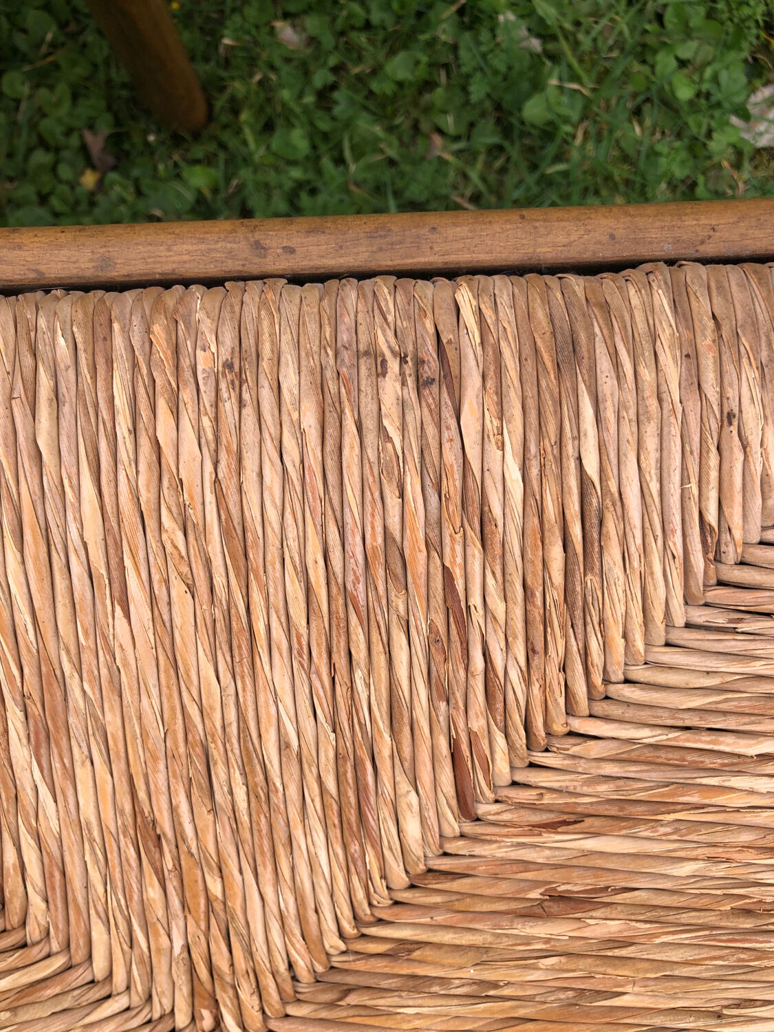 4 wood and straw chairs