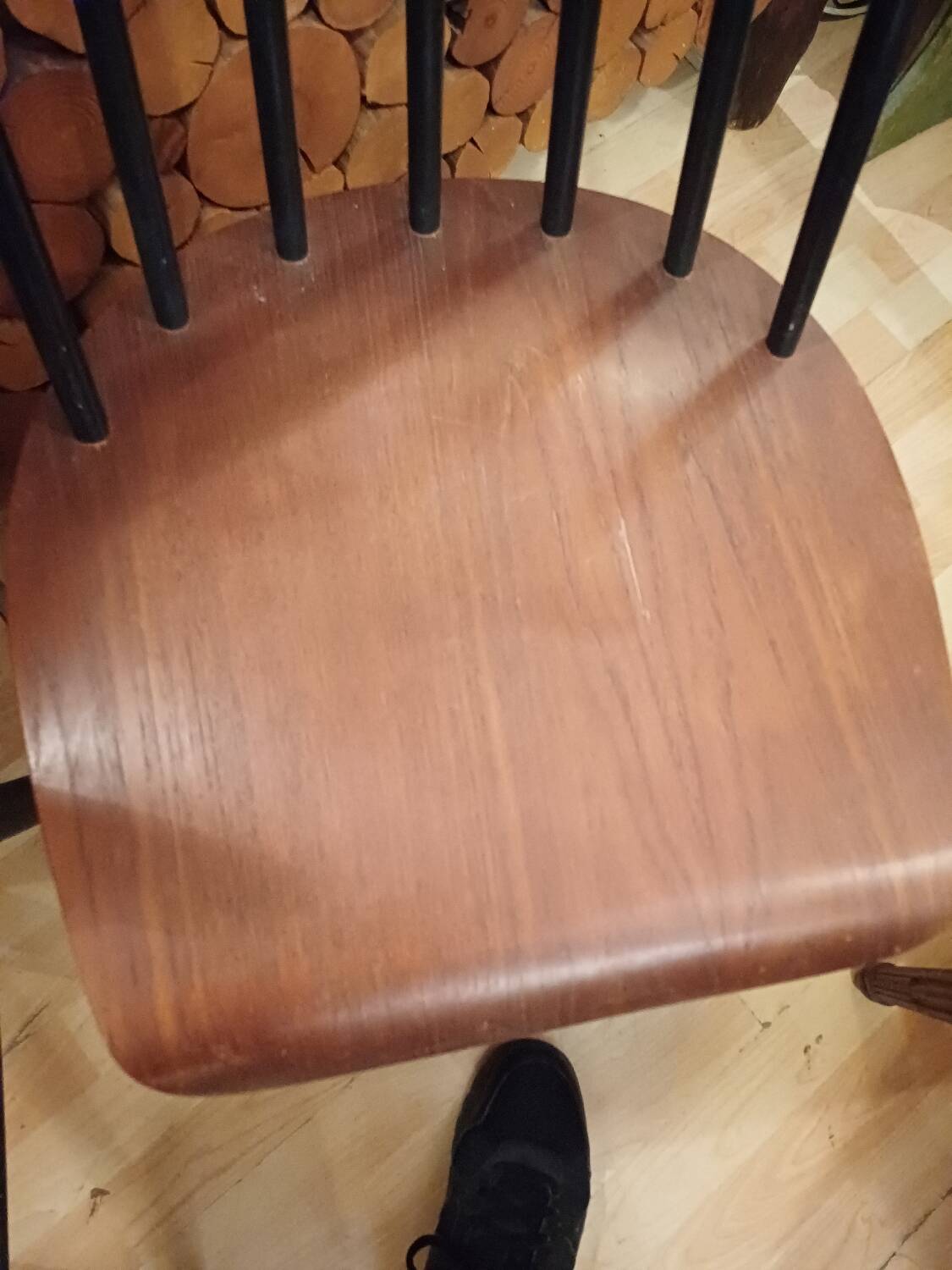Paire de chaises scandinave " stol kamnik " 1960 étiquette d'époque sur les deux
