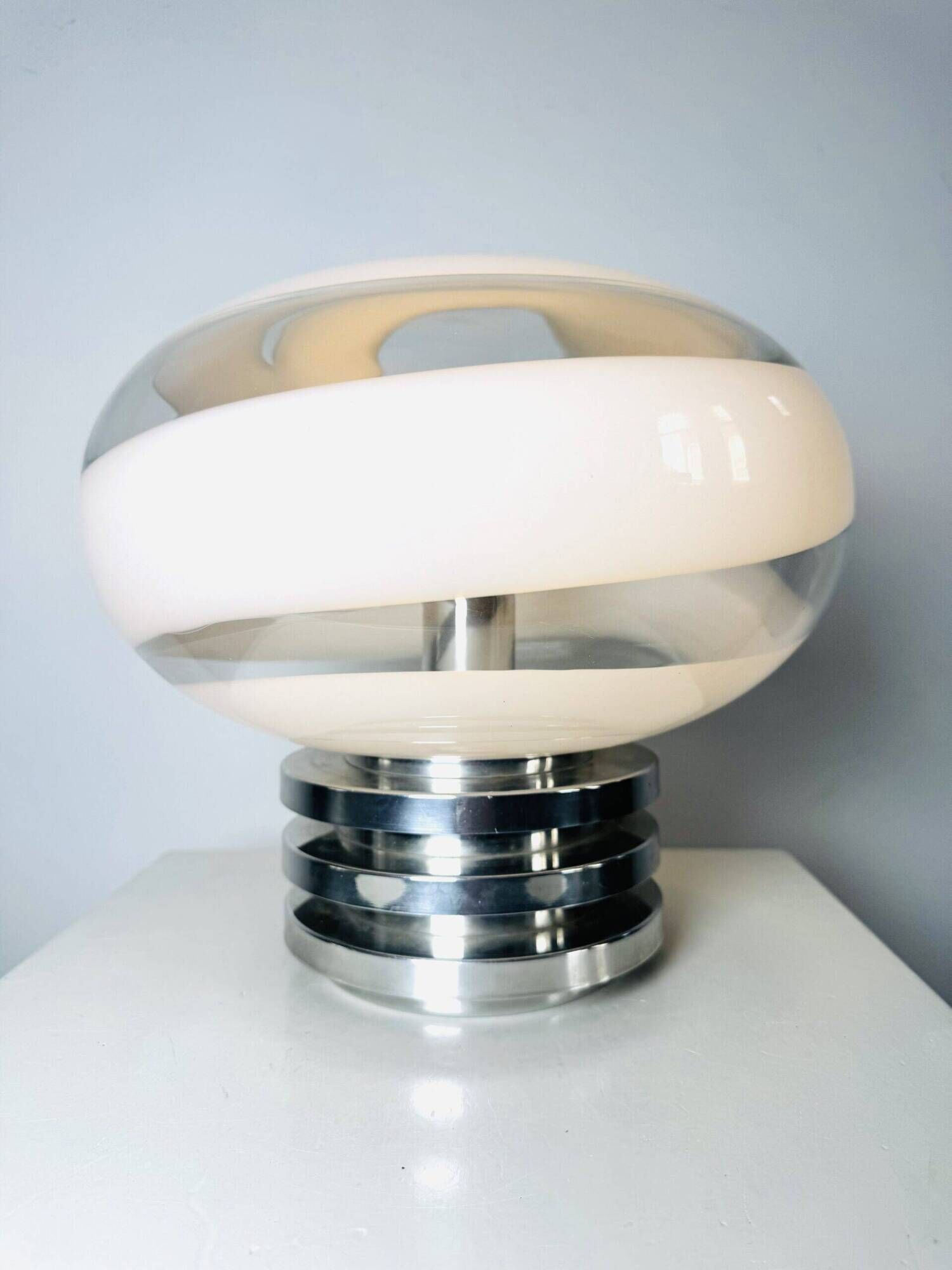 Model 1361 Sculptural Dome Glass Table Lamp By Doria Leuchten, Germany 1970S