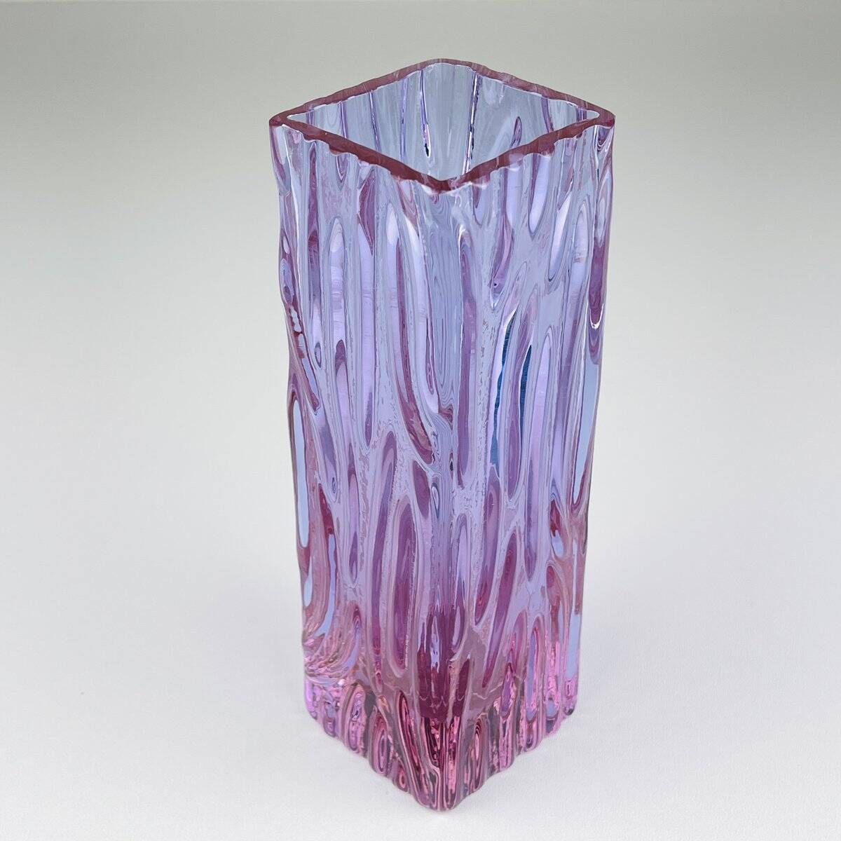 Vintage Textured Murano Glass Vase Tronchi, Italy, 1970s