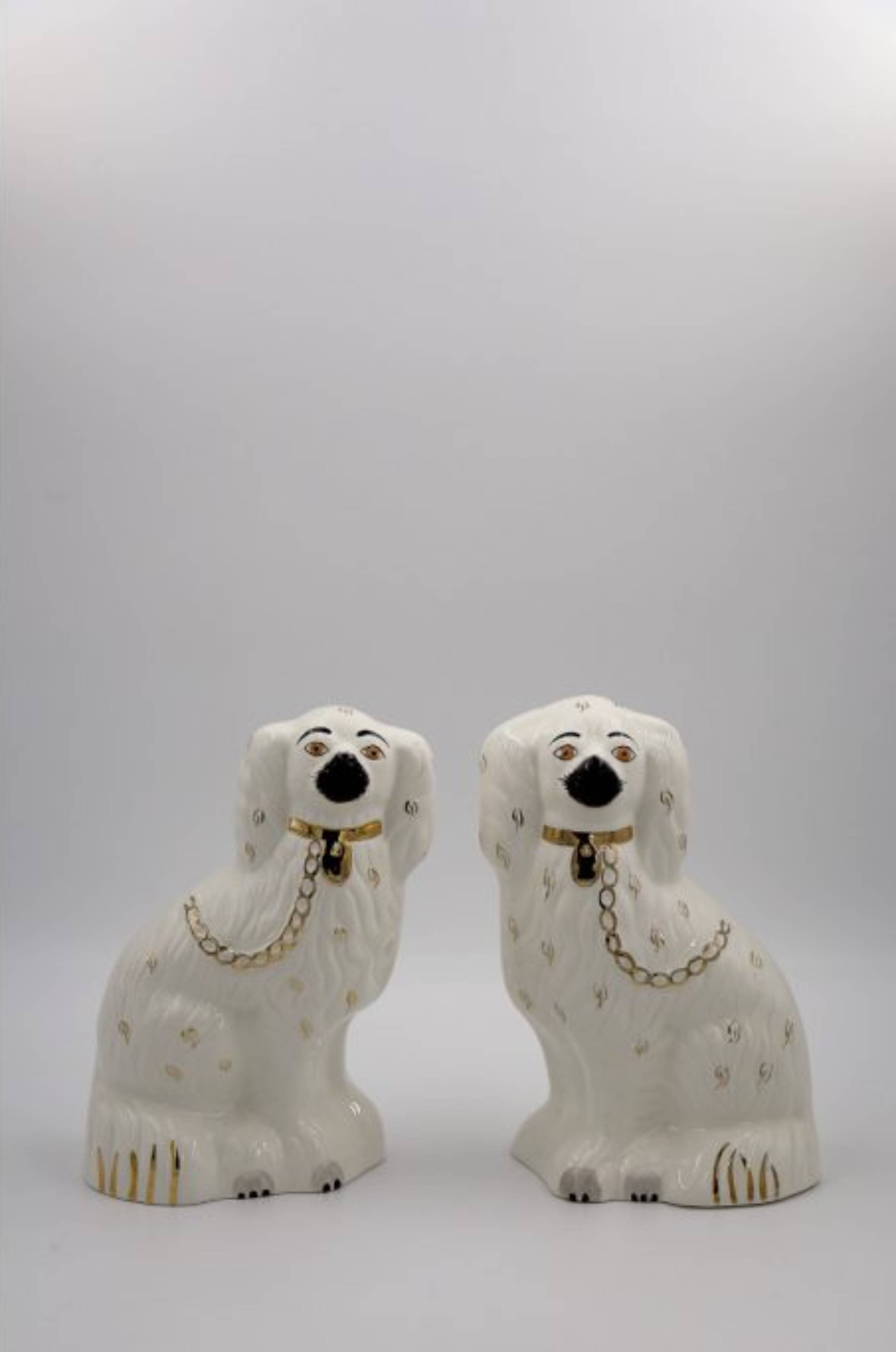 Mid-Century Staffordshire Ceramic Spaniel Mantle Dogs 1378 4 from Beswick