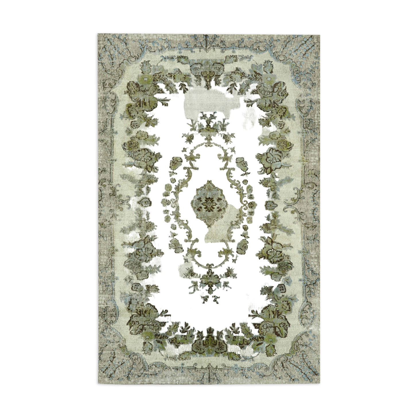 Hand-knotted antique anatolian 1970s 206 cm x 318 cm blue carpet